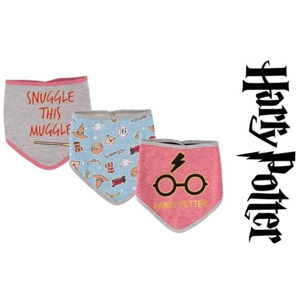 Harry Potter | Baby Unisex Bandana Bibs Three Pack | Size 0-12 Months - Picture 1 of 5